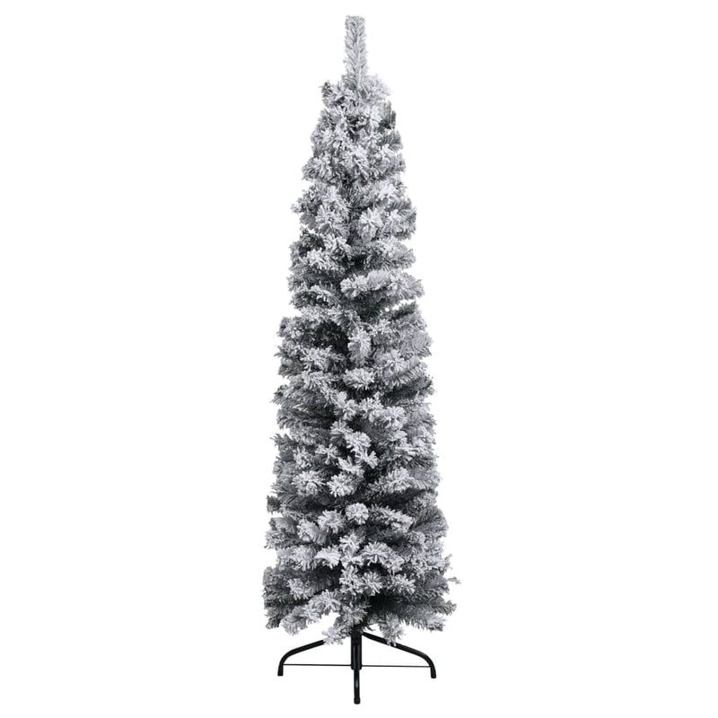 Kunstkerstboom Met Verlichting En Sneeuw Smal Pvc
