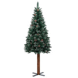 Kerstboom Met Led En Hout En Sneeuw Smal 210 Cm