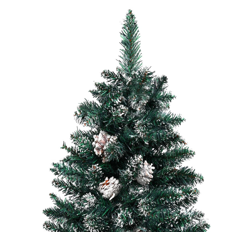 Kerstboom Met Led En Hout En Sneeuw Smal 210 Cm