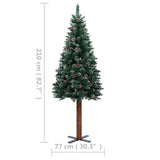 Kerstboom Met Led En Hout En Sneeuw Smal 210 Cm