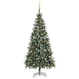 Kunstkerstboom Met Verlichting En Kerstballen 210 Cm Wit En Goud