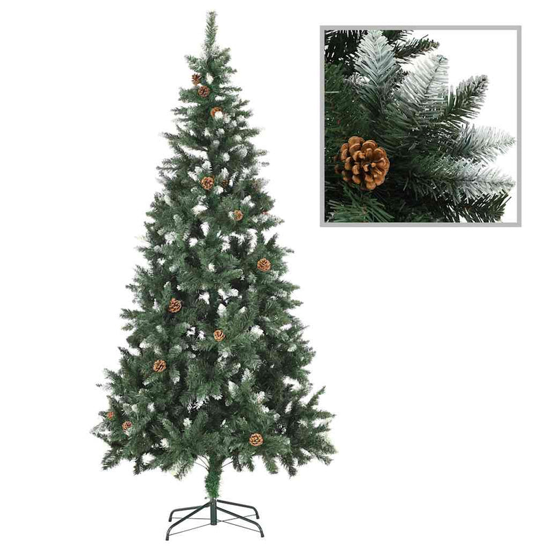 Kunstkerstboom Met Verlichting En Kerstballen 210 Cm Wit En Goud