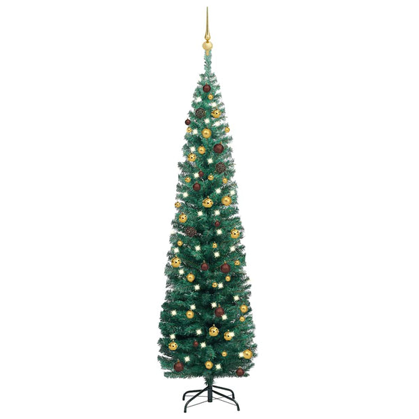 Kunstkerstboom Met Verlichting En Kerstballen Smal