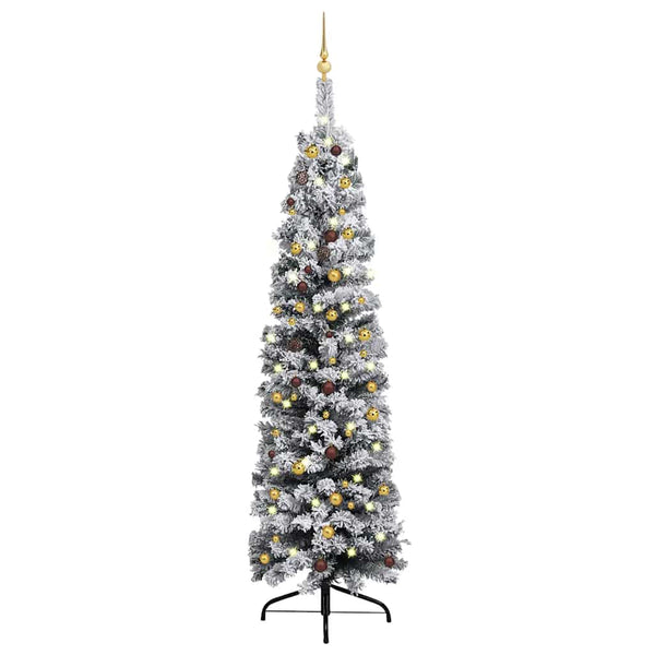 Kunstkerstboom Met Verlichting En Kerstballen Smal 240 Cm Groen