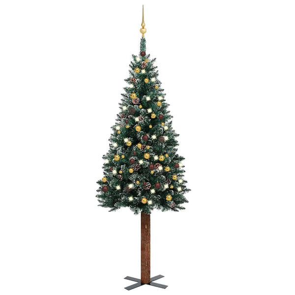 Kunstkerstboom Met Verlichting En Kerstballen Smal 210 Cm Groen