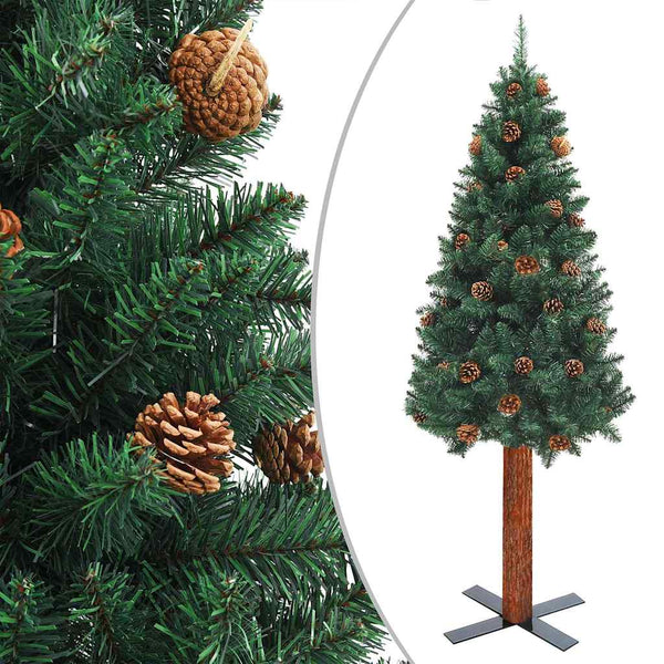 Kunstkerstboom Met Verlichting En Kerstballen Smal 210 Cm Groen