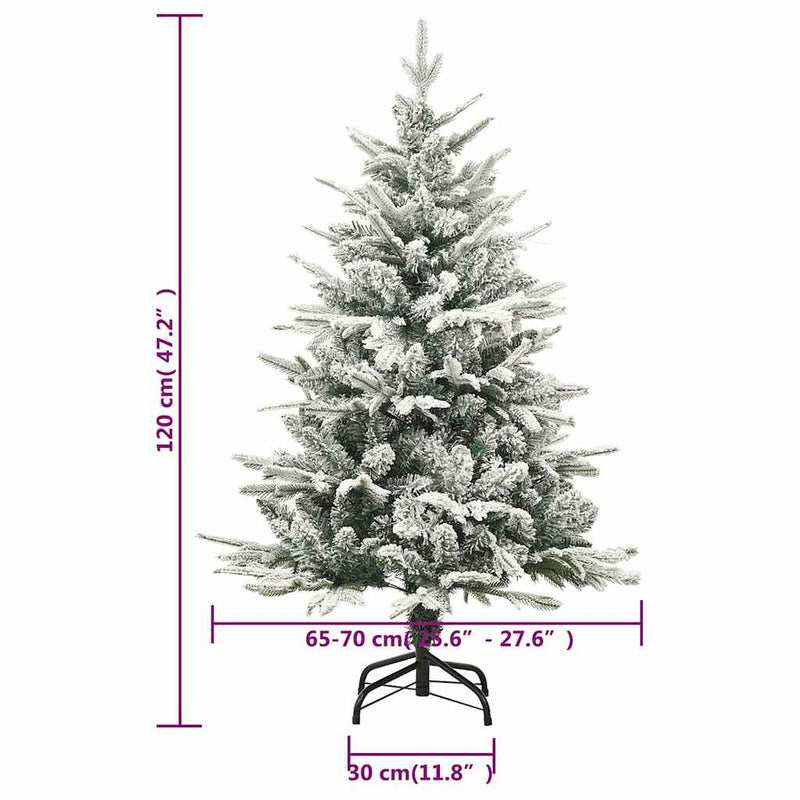 Kunstkerstboom Met Led's, Kerstballen En Sneeuw 120 Cm Pvc Pe