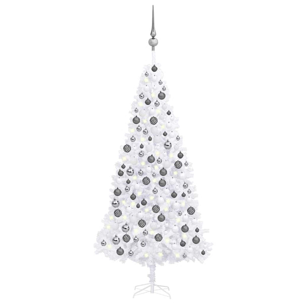 Kunstkerstboom Met Verlichting En Kerstballen 300 Cm Wit