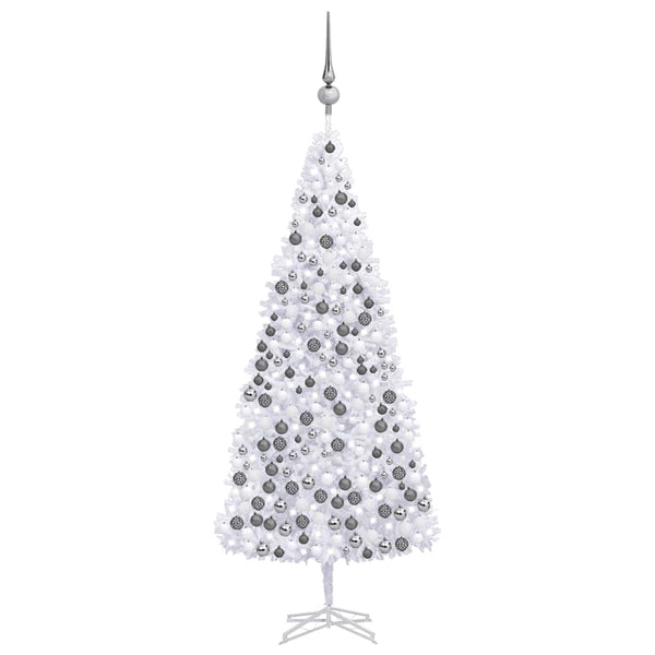 Kunstkerstboom Met Verlichting En Kerstballen 500 Cm Wit Blauw
