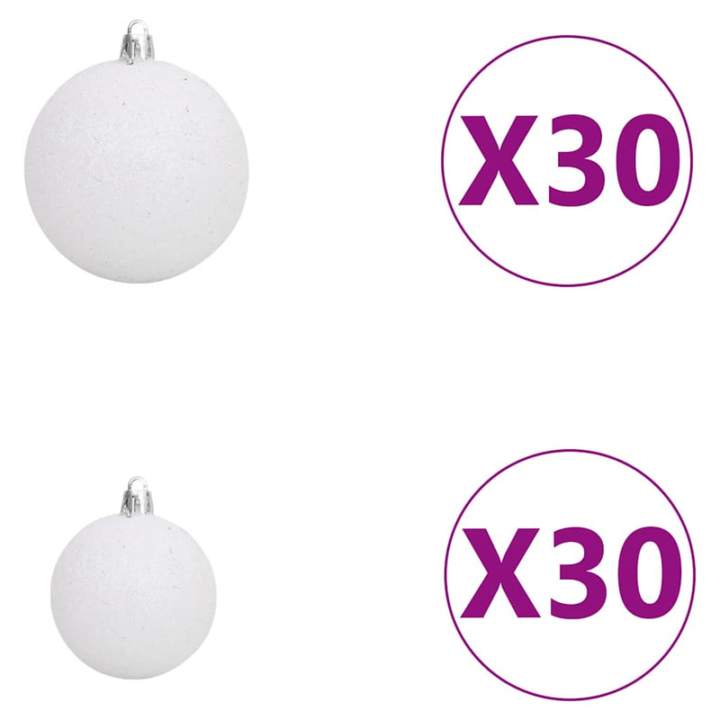 Kunstkerstboom Met Verlichting En Kerstballen 500 Cm Wit Blauw
