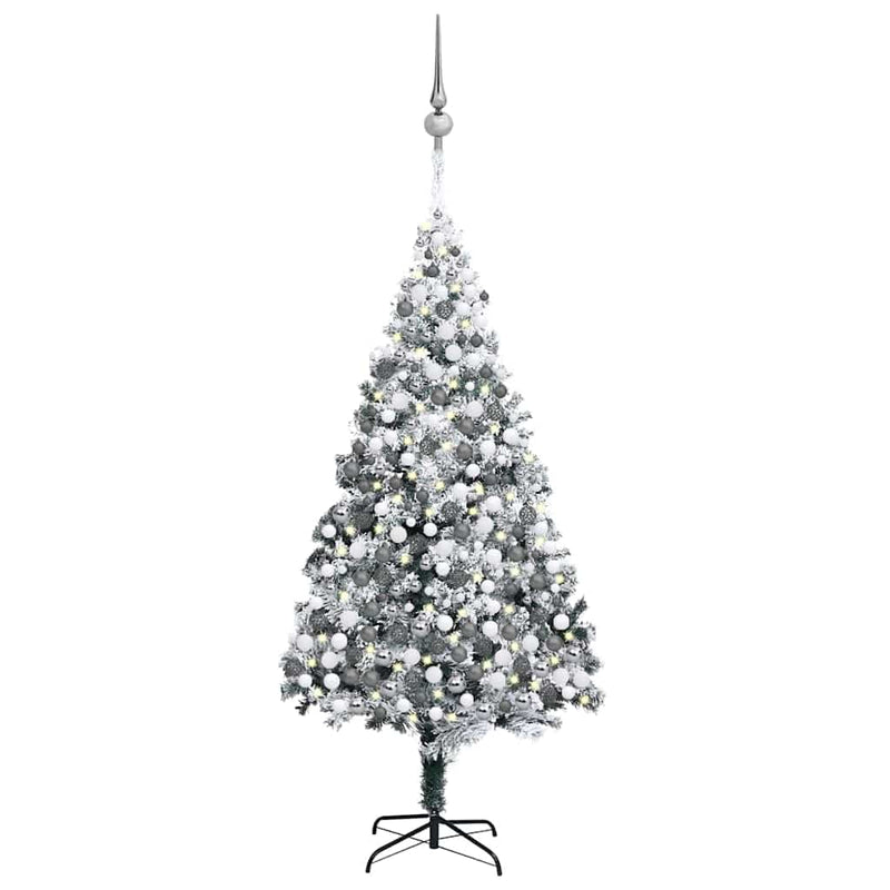 Kunstkerstboom Met Led's, Kerstballen En Sneeuw 400 Cm Groen