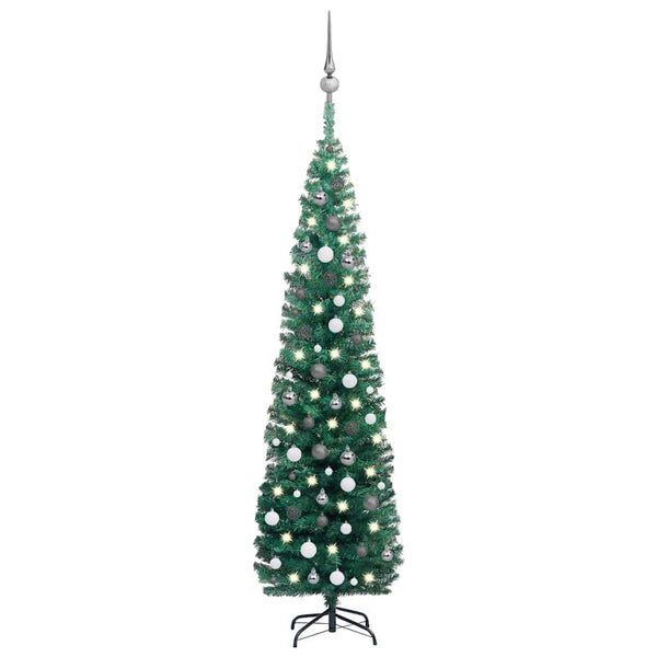 Kunstkerstboom Met Verlichting En Kerstballen Smal