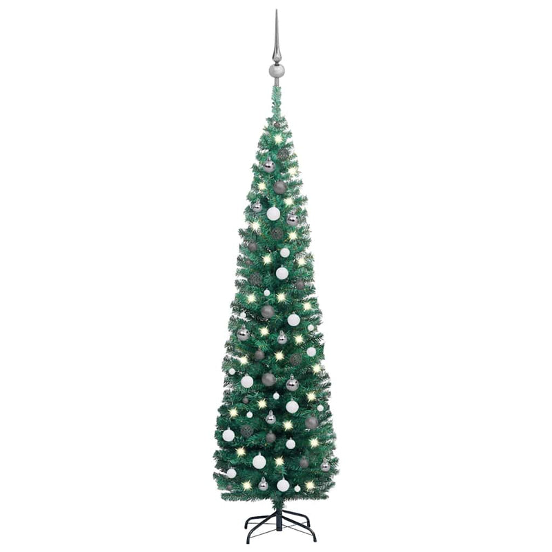 Kunstkerstboom Met Verlichting En Kerstballen Smal
