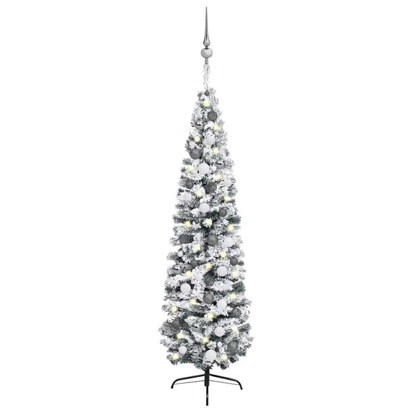 Kunstkerstboom Met Verlichting En Kerstballen Smal 240 Cm Groen
