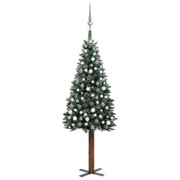 Kunstkerstboom Met Verlichting En Kerstballen Smal 210 Cm Groen