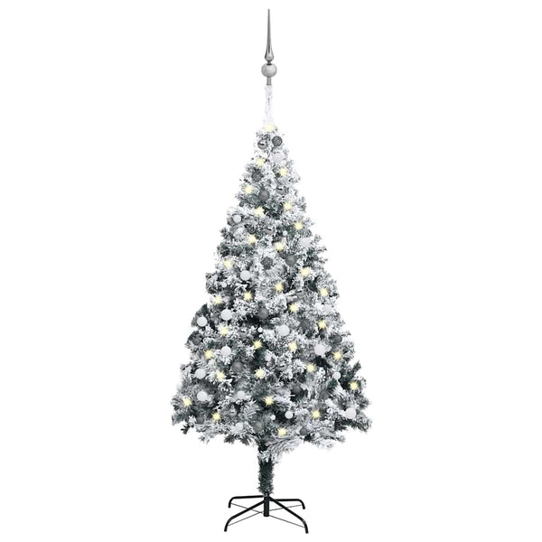 Kunstkerstboom Met Verlichting En Kerstballen 240 Cm Pvc Groen