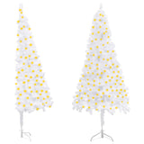 Kunstkerstboom Met Verlichting Hoek 210 Cm Pvc Wit Zwart