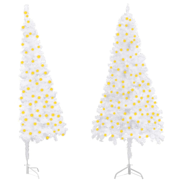 Kunstkerstboom Met Verlichting Hoek 210 Cm Pvc Wit Zwart