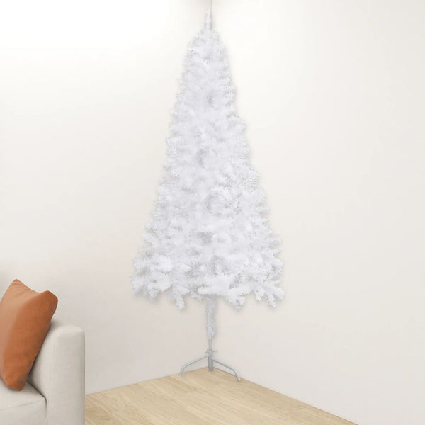 Kunstkerstboom Met Verlichting Hoek 210 Cm Pvc Wit Zwart