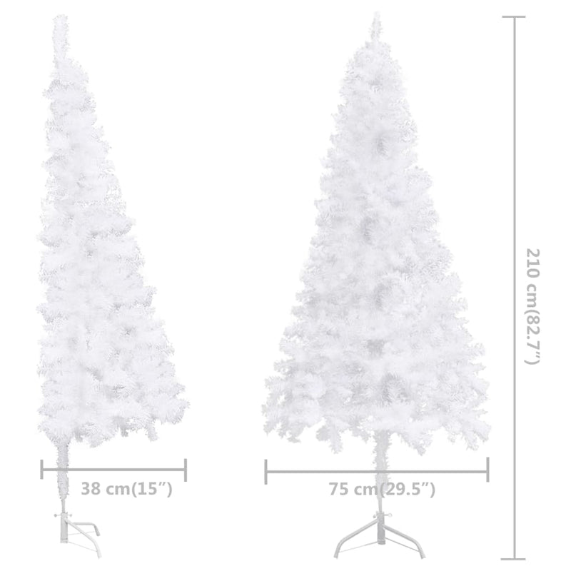Kunstkerstboom Met Verlichting Hoek 210 Cm Pvc Wit Zwart