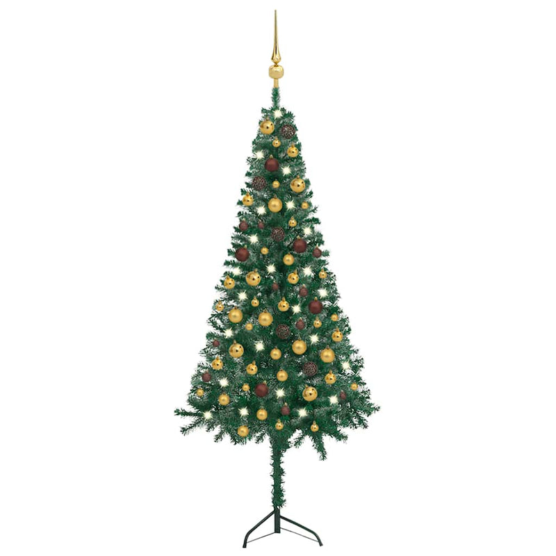 Kunstkerstboom Met Led's En Kerstballen Hoek 210 Cm Pvc