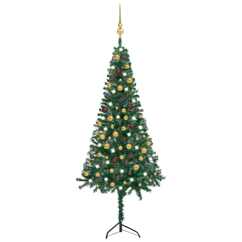 Kunstkerstboom Met Led's En Kerstballen Hoek 210 Cm Pvc