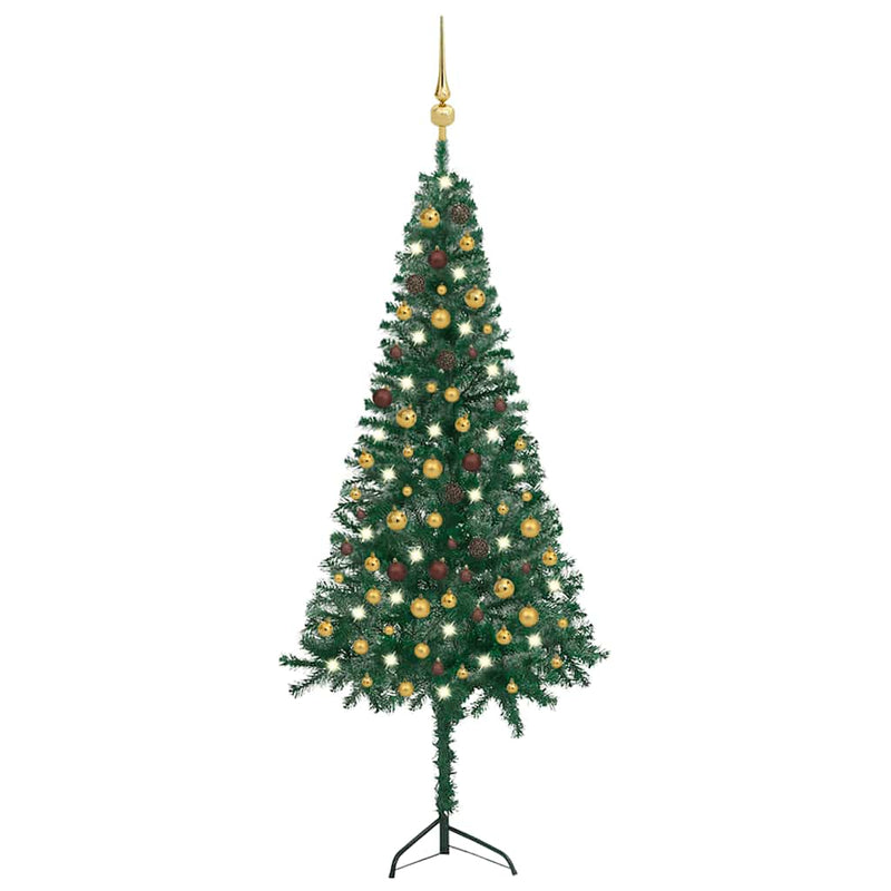 Kunstkerstboom Met Led's En Kerstballen Hoek 210 Cm Pvc