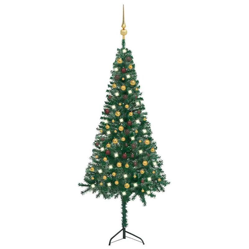 Kunstkerstboom Met Led's En Kerstballen Hoek 210 Cm Pvc