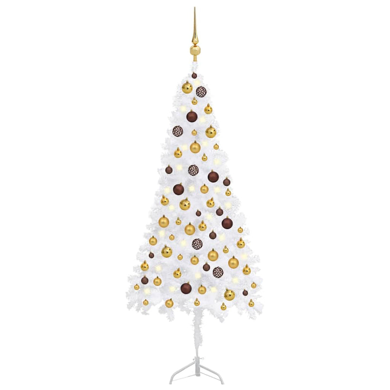 Kunstkerstboom Met Led's En Kerstballen Hoek 210 Cm Pvc