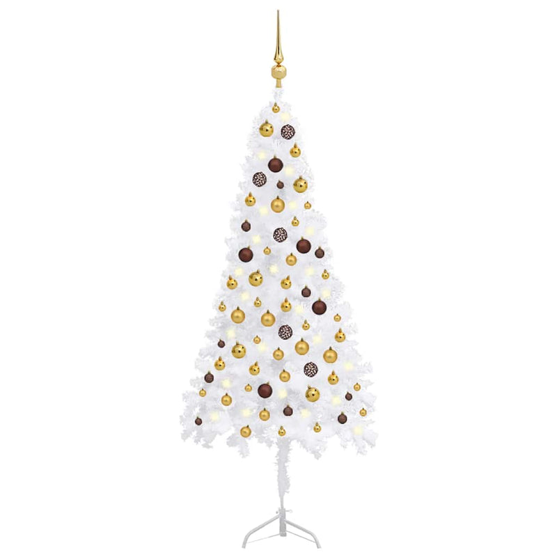 Kunstkerstboom Met Led's En Kerstballen Hoek 210 Cm Pvc