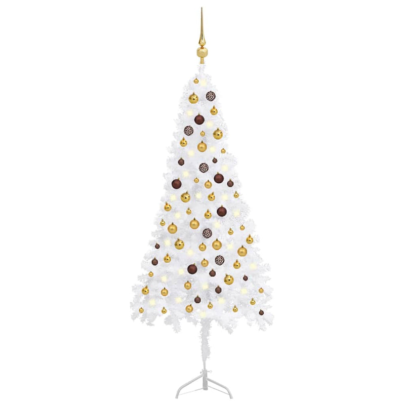 Kunstkerstboom Met Led's En Kerstballen Hoek 210 Cm Pvc