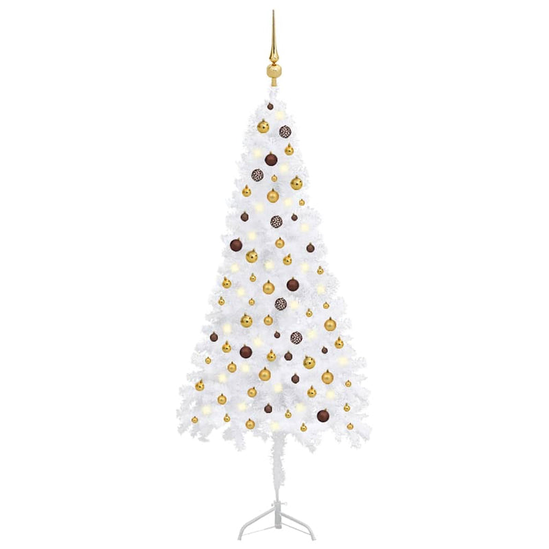 Kunstkerstboom Met Led's En Kerstballen Hoek 210 Cm Pvc