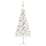Kunstkerstboom Met Led's En Kerstballen Hoek 240 Cm Pvc Wit
