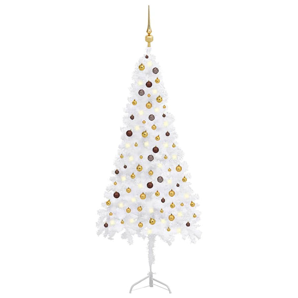 Kunstkerstboom Met Led's En Kerstballen Hoek 240 Cm Pvc Wit