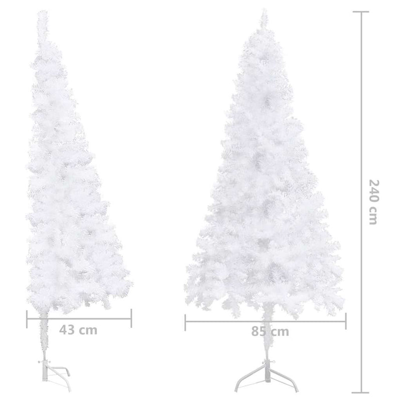 Kunstkerstboom Met Led's En Kerstballen Hoek 240 Cm Pvc Wit