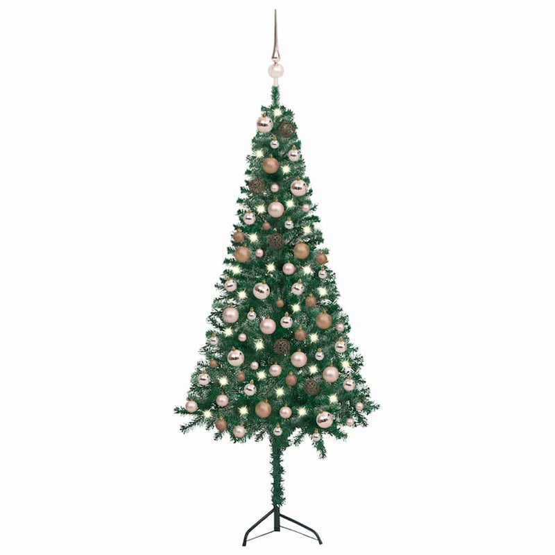 Kunstkerstboom Met Led's En Kerstballen Hoek 210 Cm Pvc