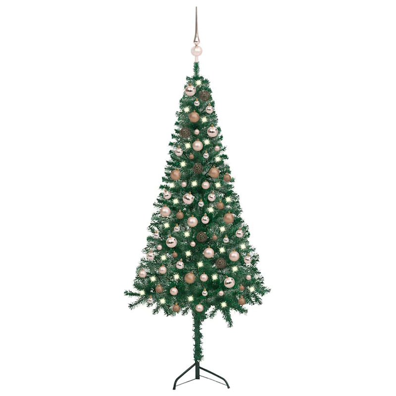 Kunstkerstboom Met Led's En Kerstballen Hoek 210 Cm Pvc