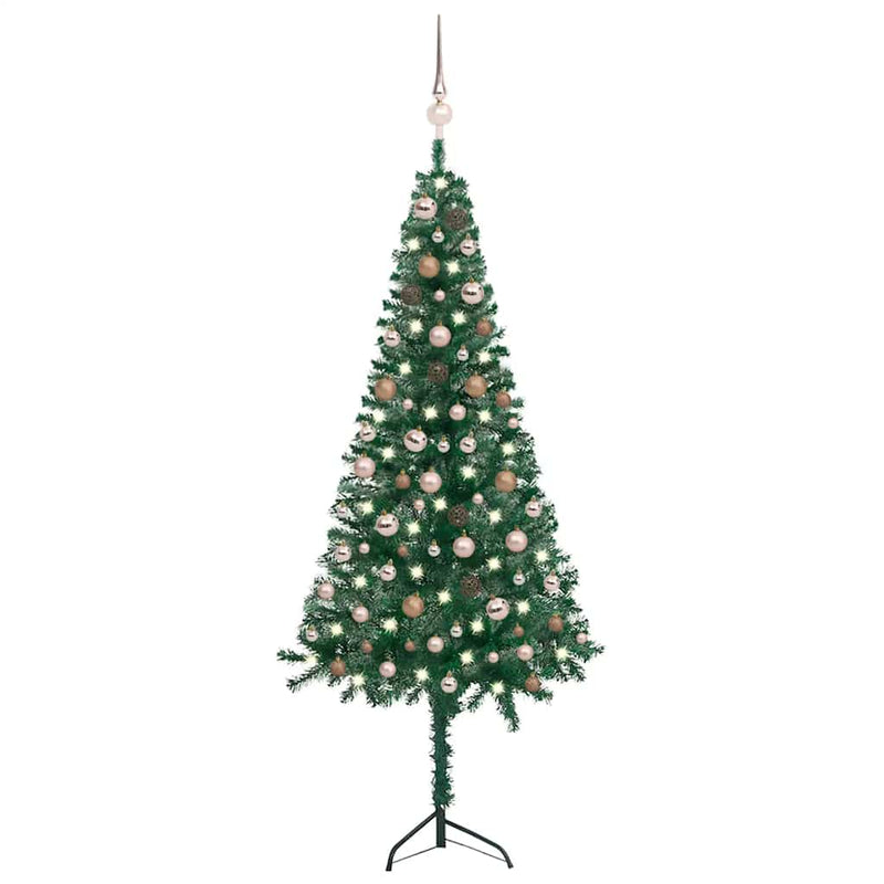 Kunstkerstboom Met Led's En Kerstballen Hoek 210 Cm Pvc