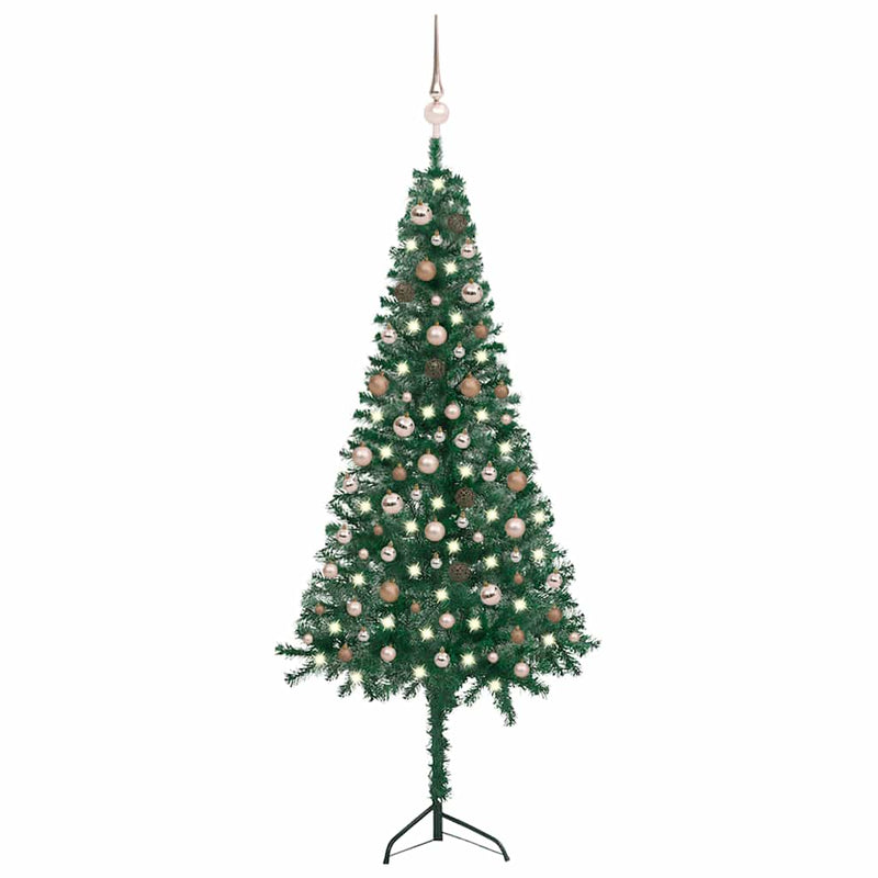 Kunstkerstboom Met Led's En Kerstballen Hoek 210 Cm Pvc