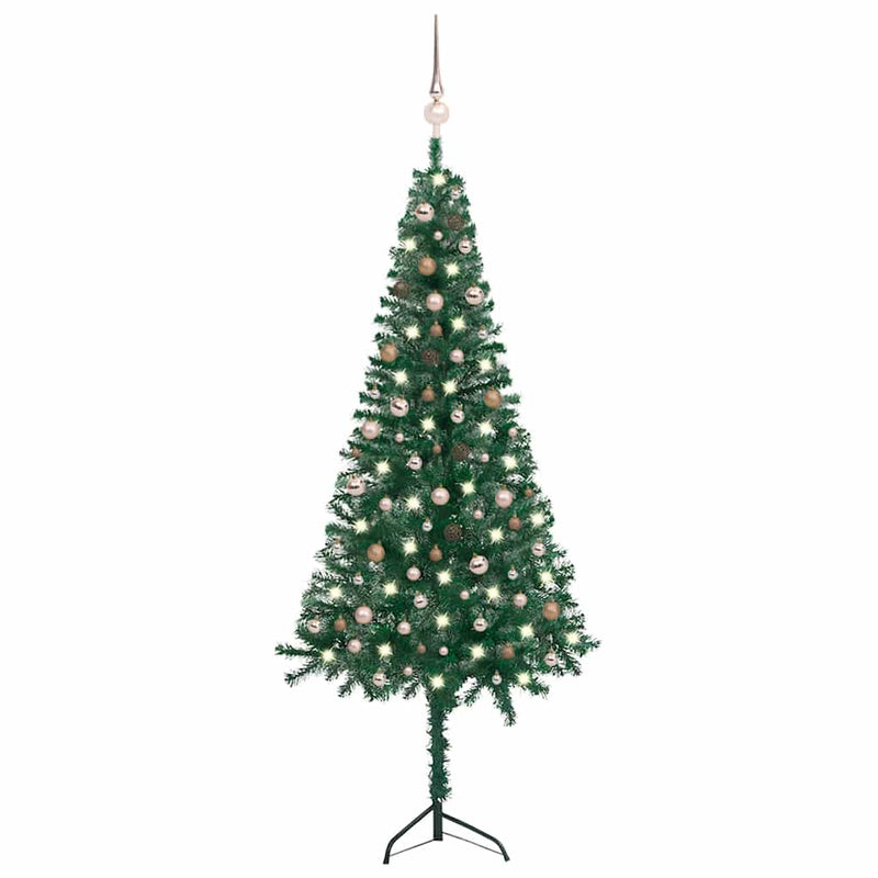 Kunstkerstboom Met Led's En Kerstballen Hoek 210 Cm Pvc
