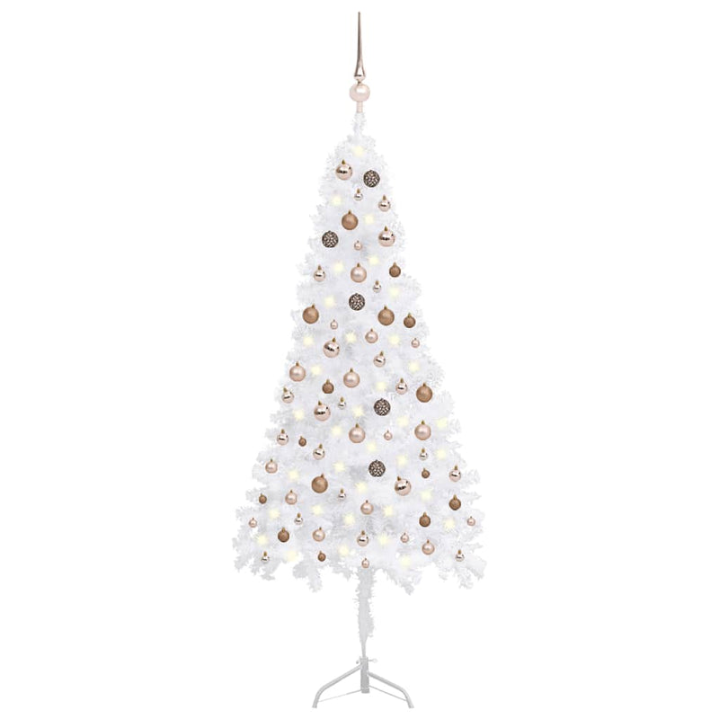 Kunstkerstboom Met Led's En Kerstballen Hoek 210 Cm Pvc