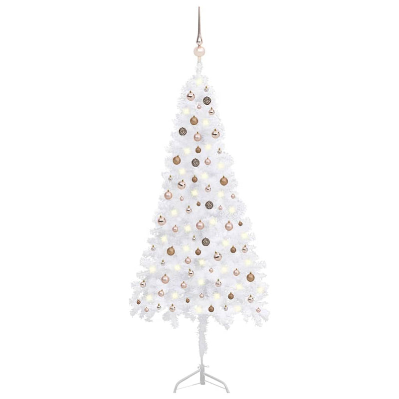 Kunstkerstboom Met Led's En Kerstballen Hoek 210 Cm Pvc