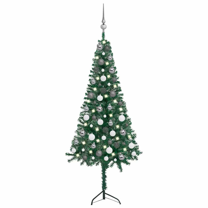 Kunstkerstboom Met Led's En Kerstballen Hoek 210 Cm Pvc