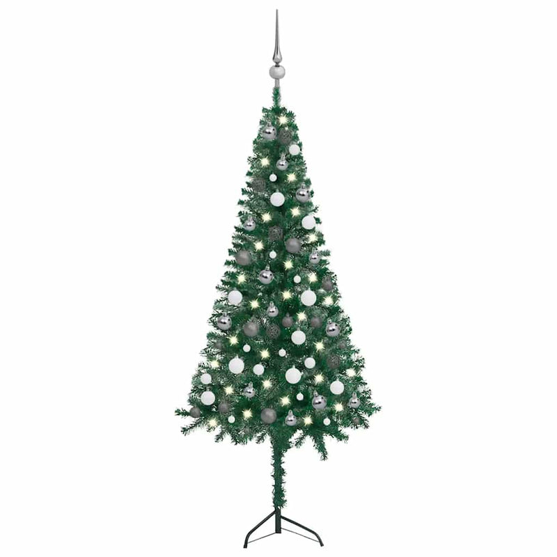 Kunstkerstboom Met Led's En Kerstballen Hoek 210 Cm Pvc