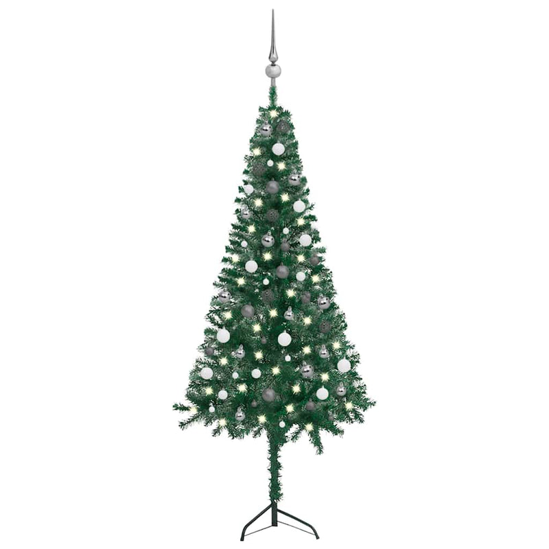 Kunstkerstboom Met Led's En Kerstballen Hoek 210 Cm Pvc