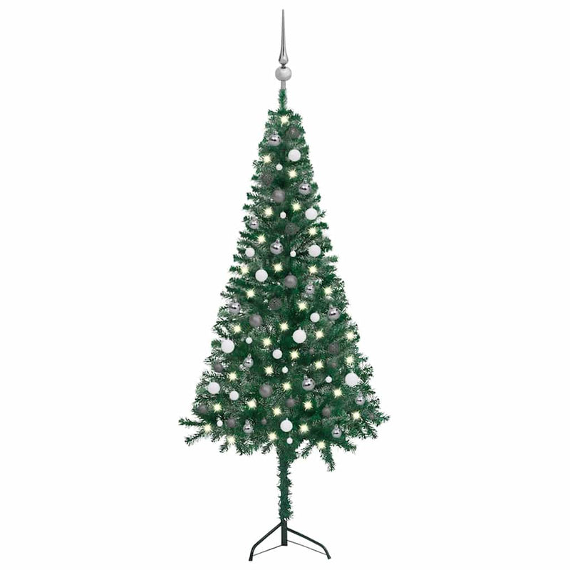 Kunstkerstboom Met Led's En Kerstballen Hoek 210 Cm Pvc