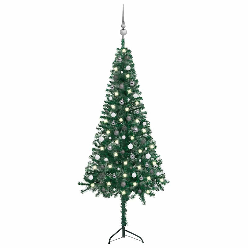 Kunstkerstboom Met Led's En Kerstballen Hoek 210 Cm Pvc