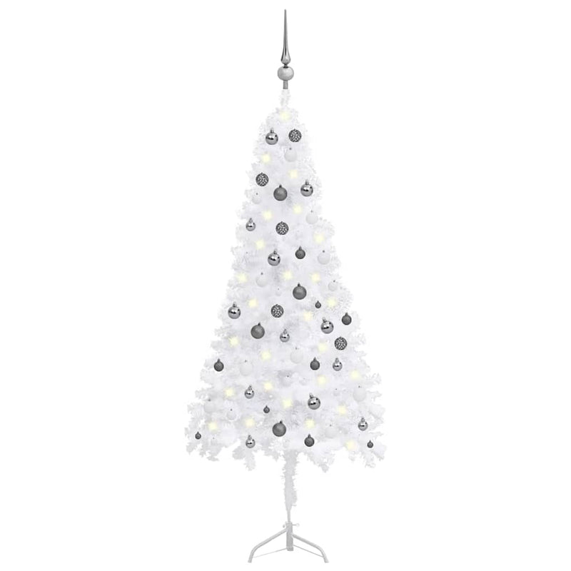 Kunstkerstboom Met Led's En Kerstballen Hoek 210 Cm Pvc