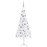 Kunstkerstboom Met Led's En Kerstballen Hoek 210 Cm Pvc Wit