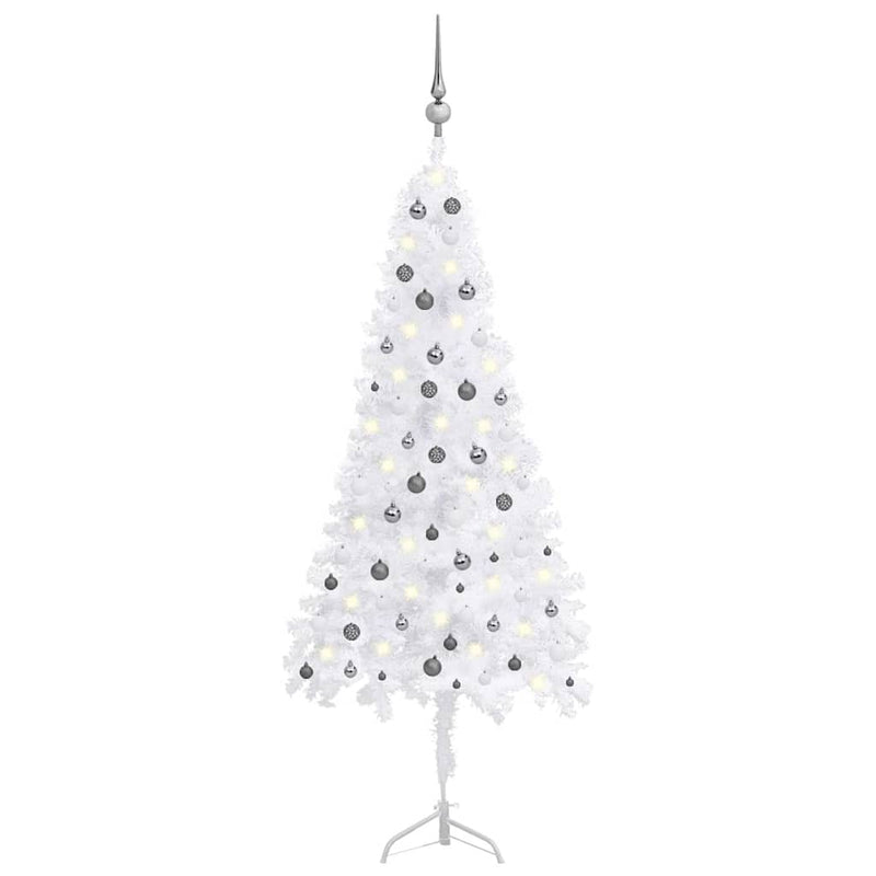 Kunstkerstboom Met Led's En Kerstballen Hoek 210 Cm Pvc